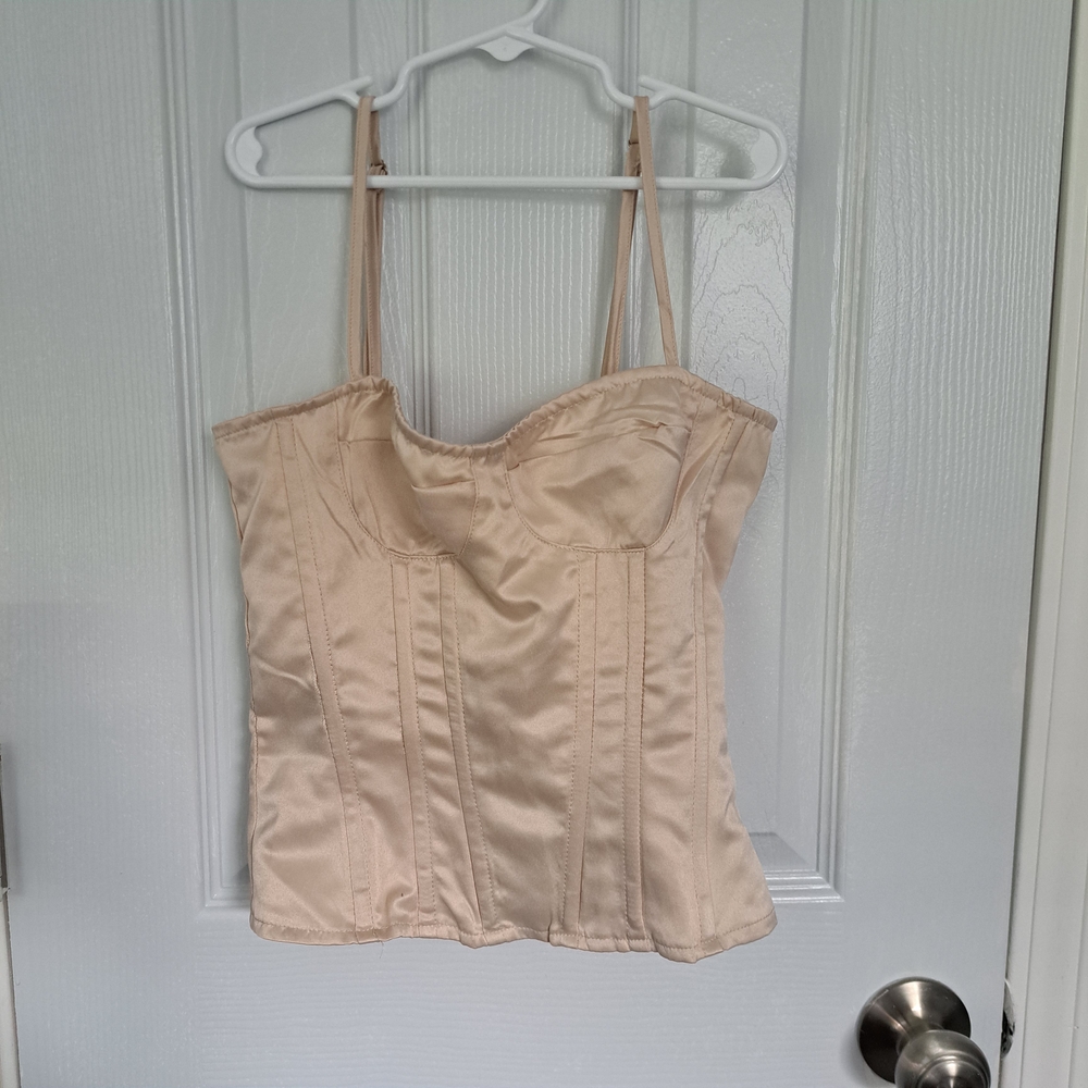 PrettyLittleThing Beige Satin Top